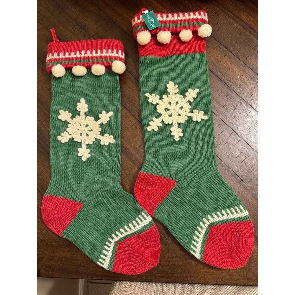Pair Of Vintage Kurt S‎ Adler Knit Christmas Stockings Long Rare 20" D